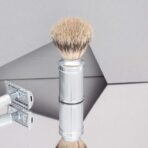 Traditional Silvertip Badger Shaving Brush | Chrome Plated Stainless Steel Handle | Luxury Shave Accessory for Men - Image 2