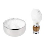 Stainless Steel Shaving Bowl and Badger Hair Brush Kit - Wide Mouth, With Lid - Image 2