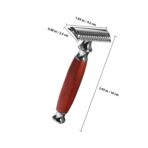 Vintage Men Safety Razor with Rosewood Handle, Manual Beard Shaver Tool for Facial Hair Grooming, Retro Single Blade Shaving Razor for Travel and Daily Use - Image 2