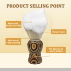 Hand Crafted Pure Badger Shaving Brush for Wet Shave, Soft Bristle, Art Annual Ring Wood Handle, Best Gift for Bearded Man - Image 2