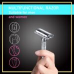 Butterfly Open Double Edge Metal Safety Razor Wet Shaving Kit for Men Women with Platinum Blade and Mirrored Travel Case BD179 - Image 2