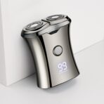 Electric Mini Travel Shaver for Men - Pocket Size Washable Electronic Razor - Mens Rechargeable Portable Cordless Small Shaving Face Beard - Wet & Dry Rotary Compact Electrical Shave