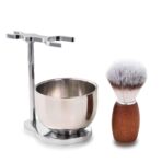Men's Shaving Brush Set, 3 Pcs Grooming Set of Shaving Brush Stand and Bowl for Wet Shaving - Image 2