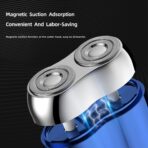 New Model Mini Dual-Head Electric Shaver, Upgrade Pocket Shaver, Washable Double Head Razor, USB Mini Portable Razor, Rechargeable Waterproof Compact (Four Color) (Blue) - Image 2
