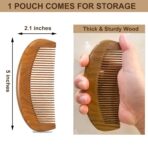 Wooden Beard Comb for Men, Fine Tooth Wooden Comb for Women - Green Sandalwood - Image 2