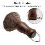 Barber Neck Duster Brush Wood Handle with Hook for Hair Cutting… (Neck brush+Black brush)For All Hair Type. - Image 2