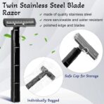500 Pcs Disposable Twin Blade Razor Shaving Safety Razor for Men Individually Wrapped with Clear Safety Cap Bulk Packed Portable for Hotel Guest House Travel Home Use(Black) - Image 2