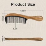Handmade Buffalo Horn and Sandalwood Hair Combs - Anti-Static Natural Scent Wooden Detangler (Fine Tooth) - Image 2
