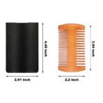 3 Pieces Beard Comb for Men Natural Sandalwood Wooden Mustaches Combs Dual Action Teeth Beard Comb with 3 Pieces Pocket Faux Leather Case for Beards Mustaches(Yellow) - Image 2