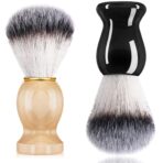 2 Pack Men Shaving Brush, Soap Synthetic Hair Tool & wet Shave Using Cream with Hard Wood Handle Synthetic Travel Paint Brush for Men Valentine Gifts Hair Salon Tool Home(Brown, Black,stylish)