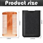 Natural Sandalwood Dual Action Beard & Moustache Combs with Faux Leather Cases (6 Pieces, Yellow) - Image 2
