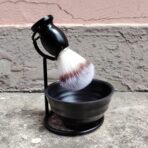 Shaving Brush Set for Men, 3in1 Shaving Set includes Synthetic Shaving Brush with Steel Stand and Resin Bowl (3pcs) - Image 2